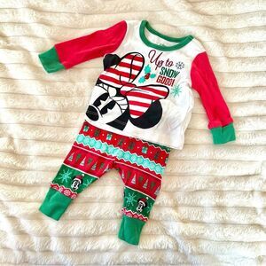 Disney Baby Red and Green Pajama Set
